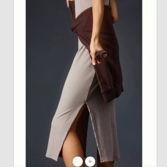 Beyond Yoga Well Traveled Ribbed Midi Dress Size XL Taupe Comfy Chic NWT - Picture 4 of 7